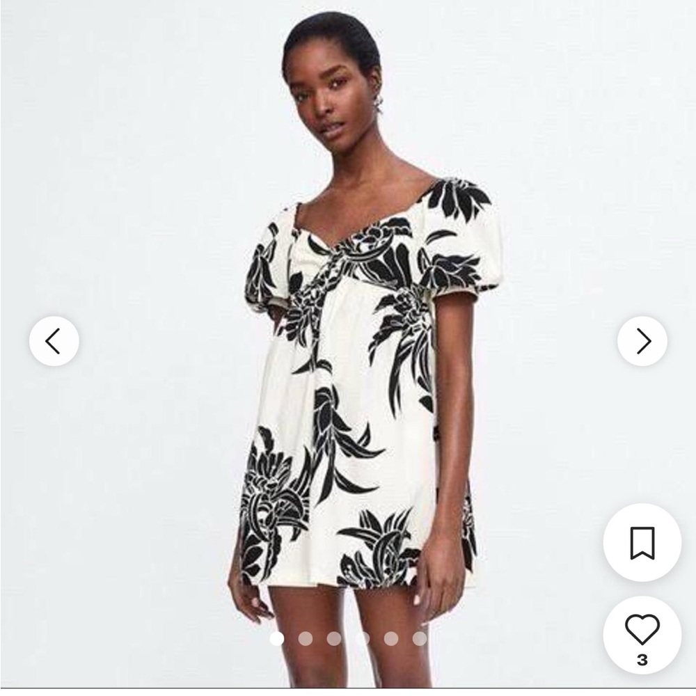 FLASH SALE! Zara Puff Sleeve Black and White Women's Mini Dress